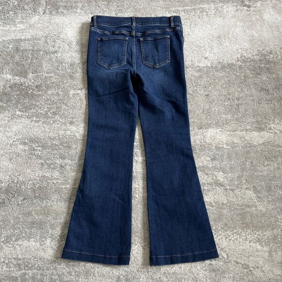 Spanx Jeans Womens Medium 20327R Flare Dark Wash Pull-on Stretch Denim High Rise - Picture 5 of 6